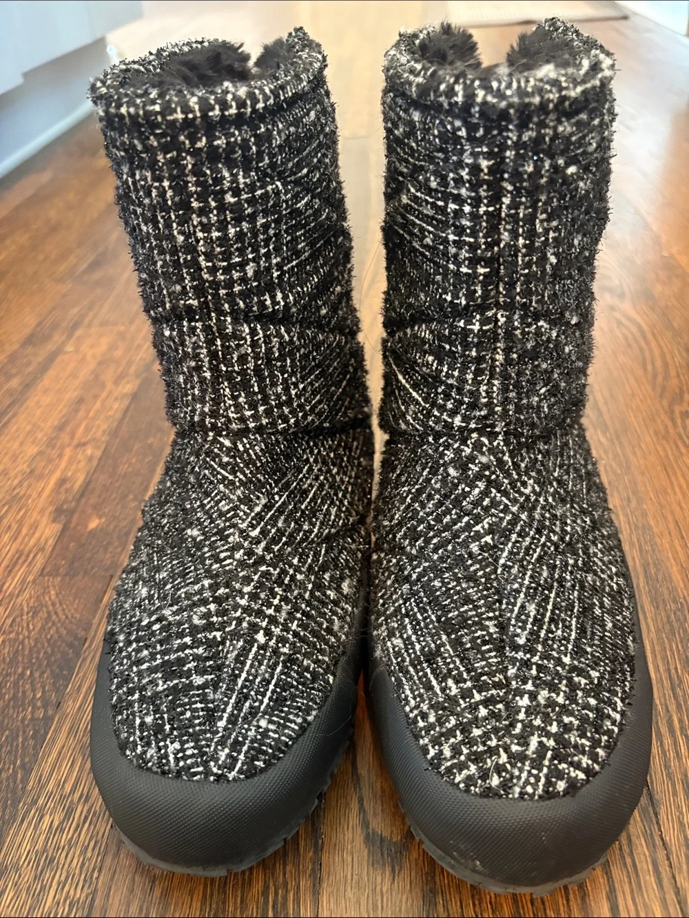 Anthropologie Black & White Wool Boots P448